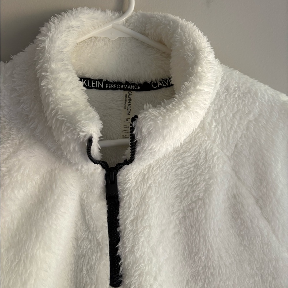Calvin Klein Performance Ivory Fleece Jacket - Picture 2 of 4